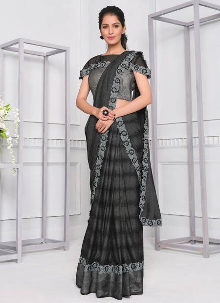 Dark Gray MOHMANTHAN 21500 Fancy Designer Party Wear Stylish Fancy Lycra Heavy Sequins Embroidery Work Latest Saree Collection 21518